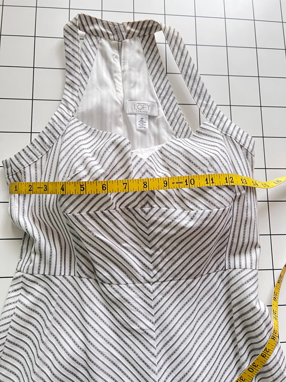 LOFT Black and White Striped Halter dress NWT Size 0P y2k